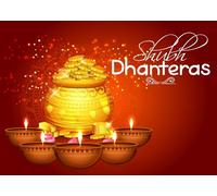 CORFOTO 1.5x1.2m Shubh Dhanteras Backdrop Indian Festival Gold Pot Coin Background Diwali Lamp Party Decor Supplies South Asian Culture Party Banner Traditional Festival Photo Booth