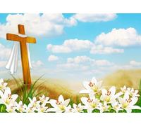 CORFOTO 1.5x1.2m The cross of Jesus Christ Backdrop Happy Easter Day Decorations He is Risen Backdrop Photography Banner Easter Cross Religious Backdrops Banner Photo Props