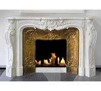 CORFOTO 1.5x1.2m White Marble Fireplace Backdrop Interior European Style Stone Fireplace Photo Backdrop Winter Christmas Fireplace Photography Background Home Decor Photo Booth