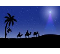 CORFOTO 1.5x1m Christmas Story Three Wise Men Bethlehem Star Desert Camels Photo Background Nativity Scene Backdrop Christmas Theme Party Decorations Photo Booth Props