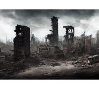 CORFOTO 1.5x1m Disaster Backdrop Apocalyptic Scene Photography Backdrop City Ruins Doomsday Theme Decor Backdrop for Halloween War Destruction Town Backdrop Photo Studio