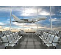 CORFOTO 1.5x1m Empty Airport Backdrop Airplane Departure Lounge Photography Background Pilot Party Travel Plane Theme Birthday Party Decorations