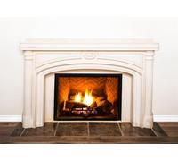 CORFOTO 1.5x1m Fabric Cream Stone Fireplace Burning Fire Neutral Home Interior Backdrop Cozy Winter House Portrait Photography Background Photo Booth