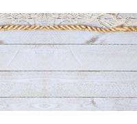 CORFOTO 1.5x1m Fabric Distressed Whitewashed Wooden Plank Top Fishing Net Thick Jute Rope Blank Space Backdrop Nautical Rustic Flat Lay Photography Background for Product Shoot Photo Booth