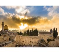 CORFOTO 1.5x1m Jerusalem Cityscape Sunset Backdrop Bethlehem Photography Background Dome of The Rock Western Wall Israel Cityscape Background Photoshoot Booth Studio Props