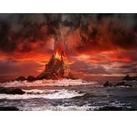 CORFOTO 1.5x1m Volcano Background Magical Volcanic Eruption View Photography Backdrops Ocean Volcano Lava Doomsday Party Decorations Photoshoot Studio Props