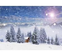 CORFOTO 1.5x1m Winter Wonderland Backdrop Snowy Landscape Backdrop Snowing Mountain Nature Scenery Photography Backdrop Christmas New Year Backdrop Snowy Pine Forest New Year Decor