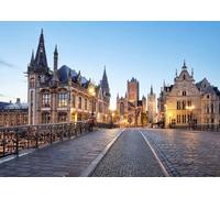 CORFOTO 1.8x1.2m Belgium Historic City Backdrop Ghent Town Night View Photo Background Medieval City Photography Background Gent Historic Center City Street Backdrop Travel Wedding Photo Booth