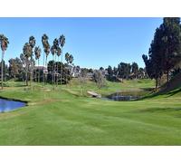 CORFOTO 1.8x1.2m California Golf Course Backdrop Fabric Lush Green Fairways Palm Trees and Lakeside View Pattern Luxury Golf Theme Background for Events and Photo Booths