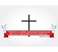 CORFOTO 1.8x1.2m Christian Cross Backdrop Ephesians 4:32 Scripture Banner Peace Dove Religious Background Church Fellowship Decor Faith Theme Gathering Supplies Spiritual Event Photo Booth