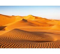 CORFOTO 1.8x1.2m Fabric Backdrop Golden Desert Sand Dunes at Sunrise with Wavy Sand Textures, Clear Blue Sky and Expansive Arid Landscape for Nature and Adventure Photography