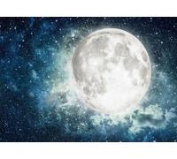 CORFOTO 1.8x1.2m Full Moon Galaxy Cloud Backdrop Giant White Moon Blue Nebula Stars Soft Mist Cloud Night Sky Fabric Fantasy Portrait Photography Background