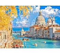 CORFOTO 1.8x1.2m Venice Autumn Backdrop Basilica di Santa Maria della Salute Photo Background Canal Grande Blue Sky Scenery Photography Backdrops Italy Theme Party Decor Photo Booth