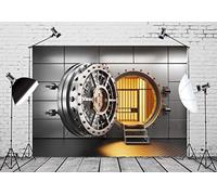 CORFOTO 10x6.5ft Bank Vault Backdrop Gold Vault Bank Door in Storage Room Robber Theme Background Bank Money Vault Backdrop Bank Safe Backdrop for Party Kids Adults Portrait Backdrops Photo Shoot