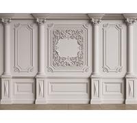 CORFOTO 10x6.5ft Fabric Wall Backdrop Empty Room Architectural Pale Grey Wall Photography Background French Castle Wall Retro Style Photo Background Cowboy Kids Birthday Portrait Studio Props