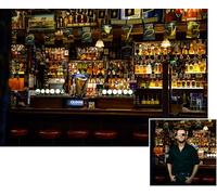CORFOTO 10x8ft Fabric Irish Capital The Temple Bar Interior Backdrop Dublins Cultural Quarter Luxury Bar Photography Background Beer Alcohol Bottles Wine Rack Pub Backdrop for Men Photo Studio