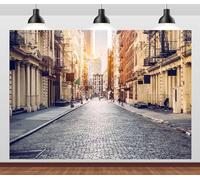 CORFOTO 10x8ft New York Manhattan City Street Backdrop Empty Street Old City Background New York Downtown NYC Street Classic Luxury Apartment Building Photo Background Photo Studio Prop