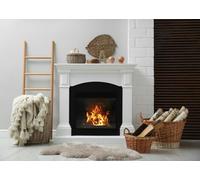 CORFOTO 2.1x1.5m Classical Fireplace Backdrop Burning White Fireplace Background Interior Decor Background for Photography Home Interior Winter House Photo Wallpaper