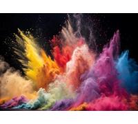 CORFOTO 2.1x1.5m Fabric Vibrant Multicolor Exploding Holi Powder Splash Black Solid Background Backdrop Festival Colorful Art Commercial Portrait Photography Background Photo Booth