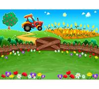CORFOTO 2.1x1.5m Farm Backdrop Cornfield Tractor Farmland Garden Photography Background Farm Theme Party Decorations Kids Children Birthday Shoot Photo Studio Props