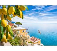 CORFOTO 2.1x1.5m Italy Amalfi Coast Photo Backdrop Sea Landscape Background Luxurious Coastal Villas Lemons Tree Backdrop Europe Popular Travel Place Home Wall Decor Portrait Photoshoot