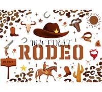 CORFOTO 2.1x1.5m My First Rodeo Backdrop Western Cowboy Background Boys 1st Birthday Party Decorations This is My First Rodeo Backdrop Supplies Banner Photo Booth Studio Props