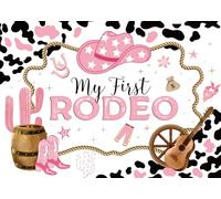 CORFOTO 2.1x1.5m My First Rodeo Party Backdrop Western Cowgirl Birthday Backdrop Girl Pink Western Country Cowgirl 1st Birthday Banner Photography Background Photo Booth