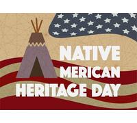 CORFOTO 2.1x1.5m Native American Heritage Day Backdrop Fabric Teepee and US Flag Pattern Indigenous Cultural Theme Background for Heritage Events and Photo Booths