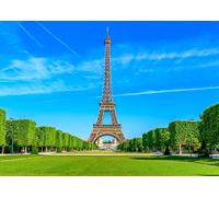 CORFOTO 2.1x1.5m Paris Eiffel Tower Photo Backdrop Paris Champ de Mars Landmark Photography Background Large Public Park in Paris Landscape Backdrop Blue Sky Green Grass Wedding Party Photo Booth