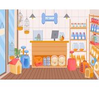 CORFOTO 2.1x1.5m Pet Shop Interior Backdrop Pet Store Inside View Photography Background Pets Themed Birthday Party Decorations Baby Shower Pets Selfie Photoshoot Props