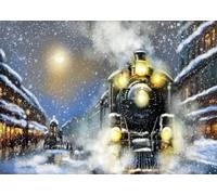 CORFOTO 2.1x1.5m Winter Snow Night Backdrop Old Steam Locomotive Snowy Landscape Background Winter Steam Train Backdrop Snowy Winter Night Background Christmas Party Decor Photo Booth