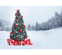 CORFOTO 2.1x1.8m Outdoor Christmas Trees Backdrop Winter Snowy Pine Forest Snow Mountain Photography Background Kids Christmas New Year Party Supplies Photo Shooting Props