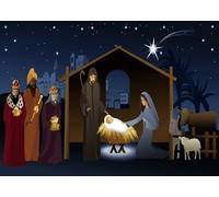 CORFOTO 2.5x1.8m Christmas Nativity Scene Backdrop Birth of Jesus Nativity Photography Background Night Manger Star of Bethlehem Backdrop Christmas Party Decoration Photo Props