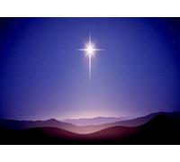 CORFOTO 2.5x1.8m Fabric Peaceful Mountain Valley Purple Starry Sky Bright Shining Christmas Star Backdrop Religious Night Photography Background for Nativity Themed Party Shoot