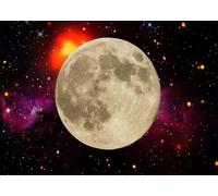 CORFOTO 2.5x1.8m Giant Full Moon Galaxy Backdrop Bright White Moon Colorful Nebula Colorful Stars Deep Space Fabric Night Sky Portrait Photography Background