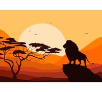 CORFOTO 2.7x1.8m African Lion Backdrop Tropical African Forest Safari Backdrop African Sunset Photography Backdrop Cartoon African Wild Animals Birthday Party Backdrop Kids Cake Table Photo Booth