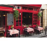 CORFOTO 2.7x1.8m Paris Street Cafe Backdrop Paris Brasserie Restaurant Backgrounds France Architecture and Landmarks France Travel Wedding Background Cake Table Studio Props