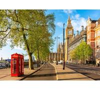 CORFOTO 3.5x2.5m Big Ben Tower Backdrops Red Telephone Boxes London Street Background London Landmark Backdrop British Party Decorations Birthday Wedding Party Banner
