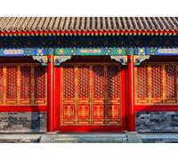 CORFOTO 3.5x2.5m China Palace Backdrop China Prince Hung's Mansion Traditional Red Chinese Doors Background Happy New Year Party Decoration Banner Portrait Photo Studio Shoot