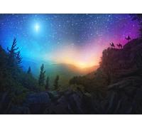 CORFOTO 3.5x2.5m Christmas Star Backdrop Christmas Nativity Scene Star of Bethlehem Three Wise Men Starry Sky Backdrop Religious Church Christmas Decoration Photo Prop