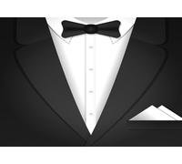 CORFOTO 3.5x2.5m Formal Tuxedo Party Backdrop Fabric Black & White Bow Tie Suit Design Elegant Theme Background Decor for Wedding Anniversary Gala Events Formal Celebration Photo Booth Prop