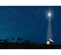 CORFOTO 3.5x2.5m Nativity Scene Backdrop Christmas Star Night Star of Bethlehem Photography Background Christmas Star Night Manger Backdrop Church Christmas Decoration Photo Prop