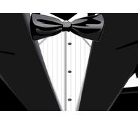 CORFOTO 3.5x3m Elegant Black White Tuxedo Backdrop Formal Suit Bow Tie Photography Background Business Gatherings Formal Theme Events Fathers Day Decorations Coming-of-age Ceremony Photo Booth