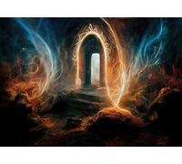 CORFOTO 3x2.5m Halloween Backdrop Portal Into The Abyss Fantasy Hell World Photography Background Hell Fire and Smoke Halloween Party Decoration Photo Studio Props
