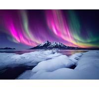 CORFOTO 3x2.5m Northern Lights Backdrop Snowy Mountains Background Glacier Winter Wonderland Magic Landscape Themed Party Home Decorations Portrait Photo Props Wallpaper