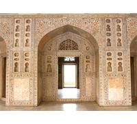 CORFOTO 3x2.5m Taj Mahal Palace Carving Wall Backdrop Indian Royal Palace Backdrop Old Indian Temple Background Interior Carvings Photography Background Travel Portrait Photo Studio Props