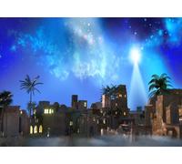 CORFOTO 3x2m Nativity Scene Backdrop Christmas Star Night Manger of Christmas Photography Background Bethlehem Town Village Background Religious Church Christmas Decoration Photo Props