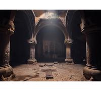 CORFOTO 4.5x2.5m Ancient Christian Temple Interior Backdrop Old Abandoned Geghard Monastery Photography Background Unique Architectural Style Party Decor Photo Booth Props