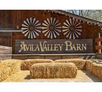 CORFOTO 4.5x2.5m Avila Valley Barn Backdrop Fabric Rustic Farm Sign Windmill Hay Bales Pattern California Agritourism Theme Background Decor for Farm Party Family Event Photo Booth Prop
