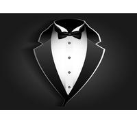 CORFOTO 4.5x2.5m Black and White Bow Tie Suit Background Classic Man Backdrops Groomsmen Tuxedo Suit Backdrop for Men Boss Day Banner Father's Day Birthday Photo Booth Props